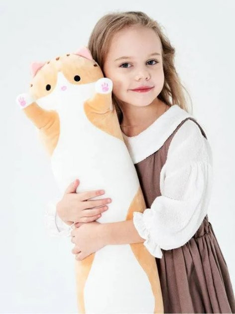 Іграшка обіймашка Кіт Батон, м'яка іграшка антистрес, подушка обіймашка, 70 см, Рижий Київ - фото 5