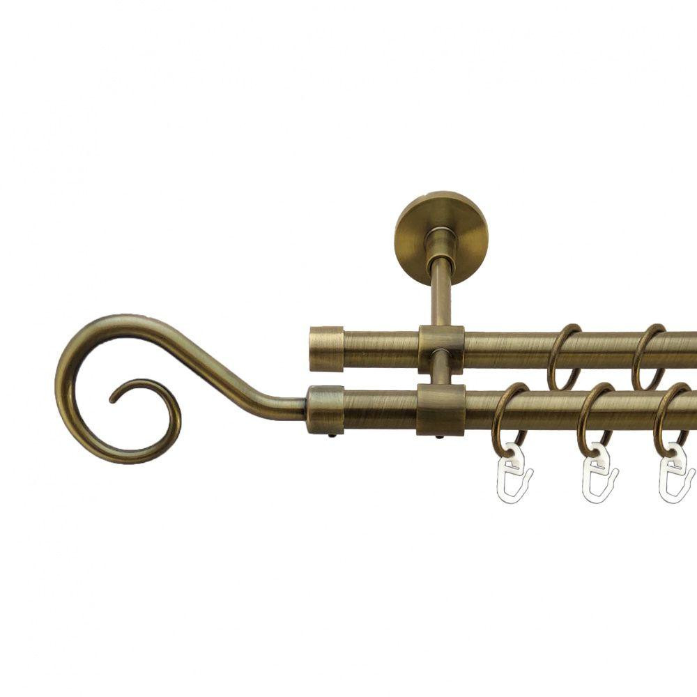 Карниз Orvit Гак металевий дворядний закритий гладка труба кільце металеве Антик 16\16 мм 160 см (7329379) Львів - фото 1