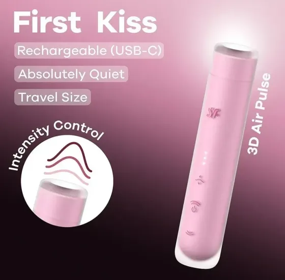 Вакуумний стимулятор Satisfyer First Kiss для клітора, рожевий, 12.5 х 2.5 см Sex Aura Київ