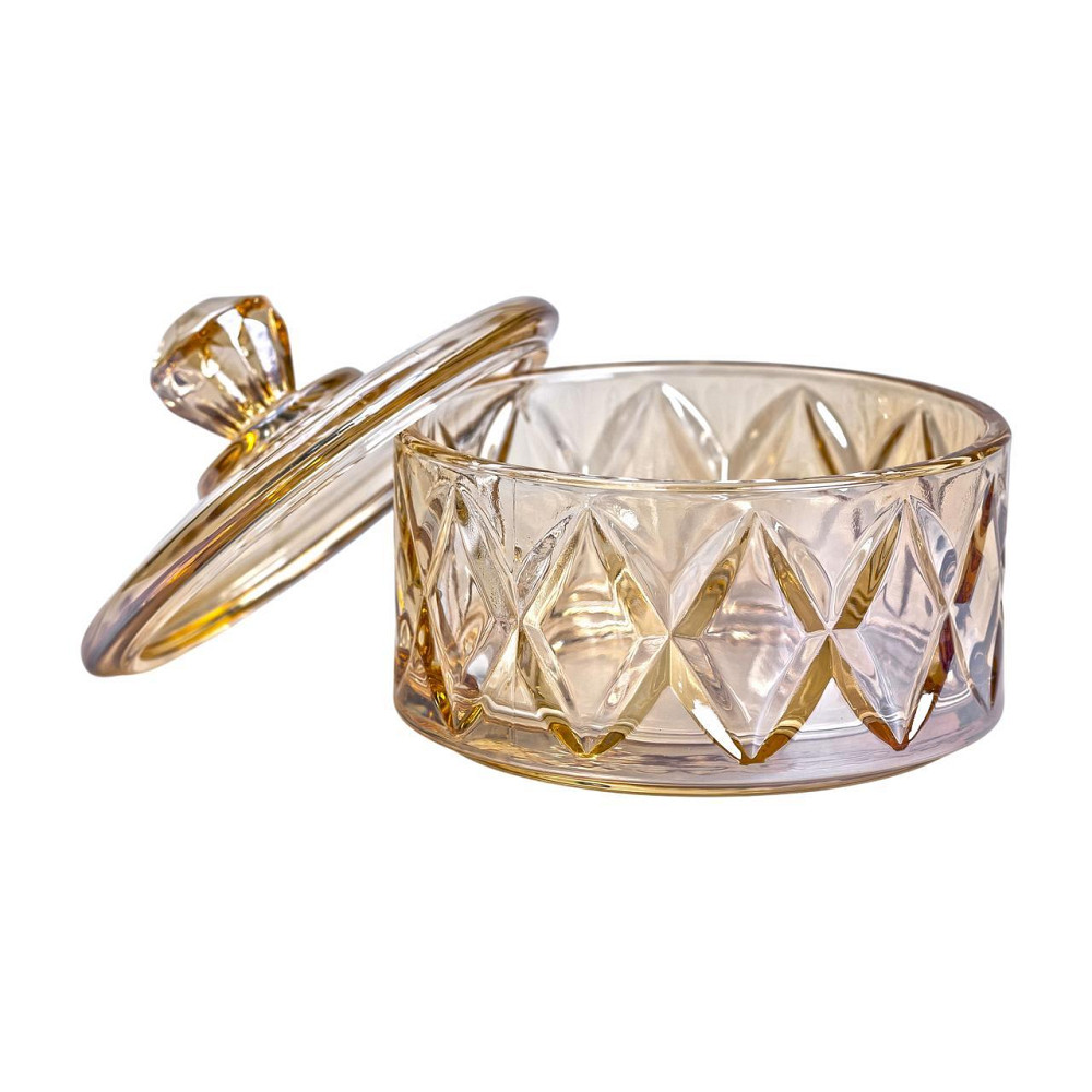 Цукерниця з кришкою Ø 10 см скляна коричнева HP-YH-21 Київ - фото 3