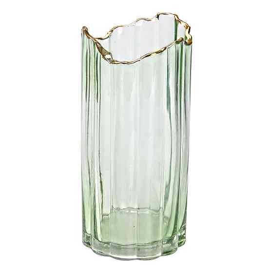 Зеленая ваза с золотым ободком 24,5 см Киев