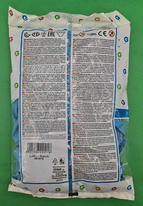 Повітряні кульки 10" (25 см) пастель світло-блакитний Gemar 100 шт (1 пачка) Харків - фото 2