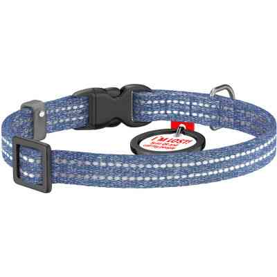 Нашийник для тварин WAUDOG Re-cotton з QR паспортом для котів та дрібних порід собак XS синій (164012) Вінниця
