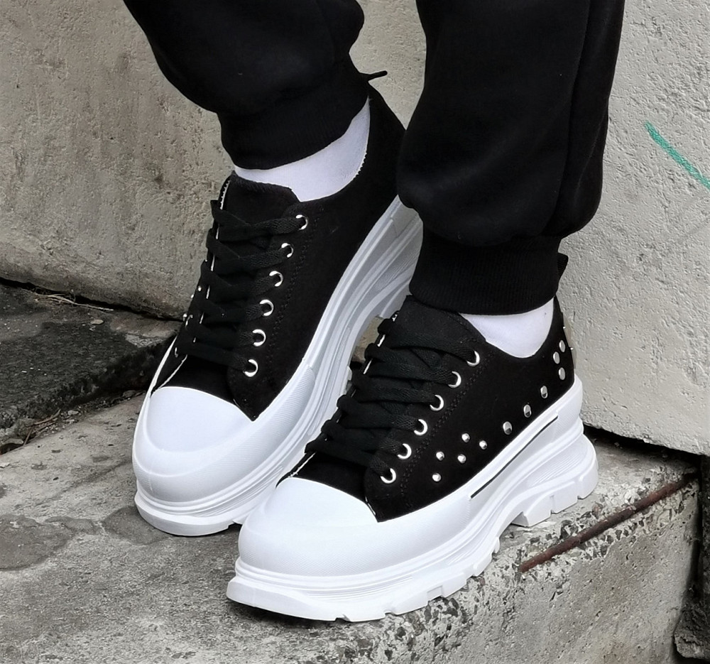 Женские Кроссовки Кеды на Танкетке Чёрные Слипоны Мокасины на Платформе (размеры: 37,38,39,40) - 33-1 Днепр - изображение 10