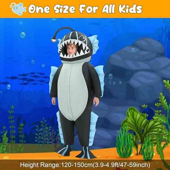 Надувний костюм риби дитячій, кумедний образ морського вудильника на свята, вистави, Хелловін на 120-150 см, 6-13 років Київ