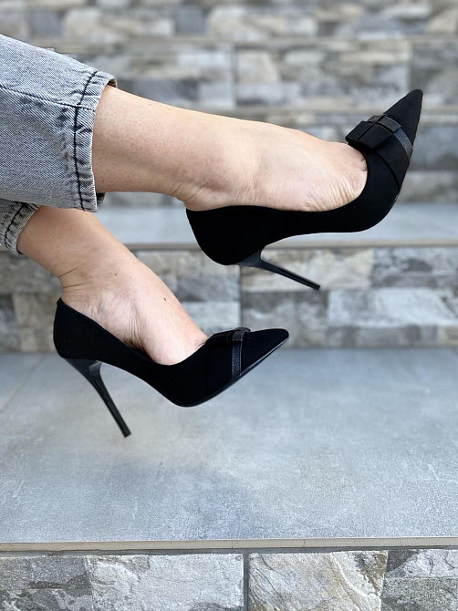Comer Туфлі жіночі COMER чорні еко-замша каблук 10см 37р.-24см 39р.-25см (3344) Коломыя - изображение 1