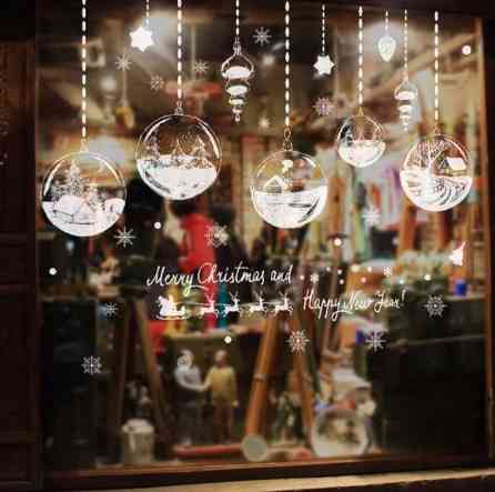 Новорічні наклейки на вікна Кульки 60 на 90 см білий Київ