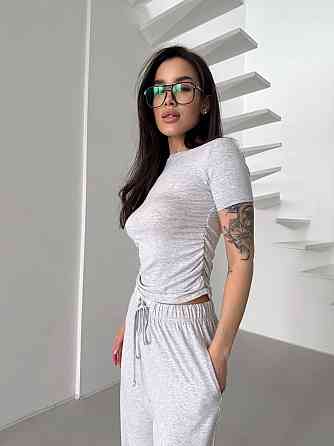 Женский базовый прогулочный костюм двойка: футболка и штаны натуральная вискоза Меланж, 42/44 Одесса