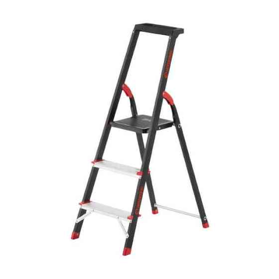 Драбина сталева, 3 сходинки, лоток для інвентарю, висота: 1132 мм, висота: висота до платформи: 630 мм, 150 кг INTERTOOL LT-0053 Київ