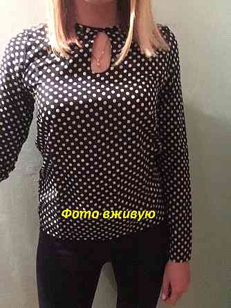 Жіноча блузка в горох чорно-білий Київ