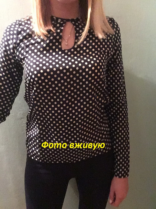 Жіноча блузка в горох чорно-білий Київ - фото 3