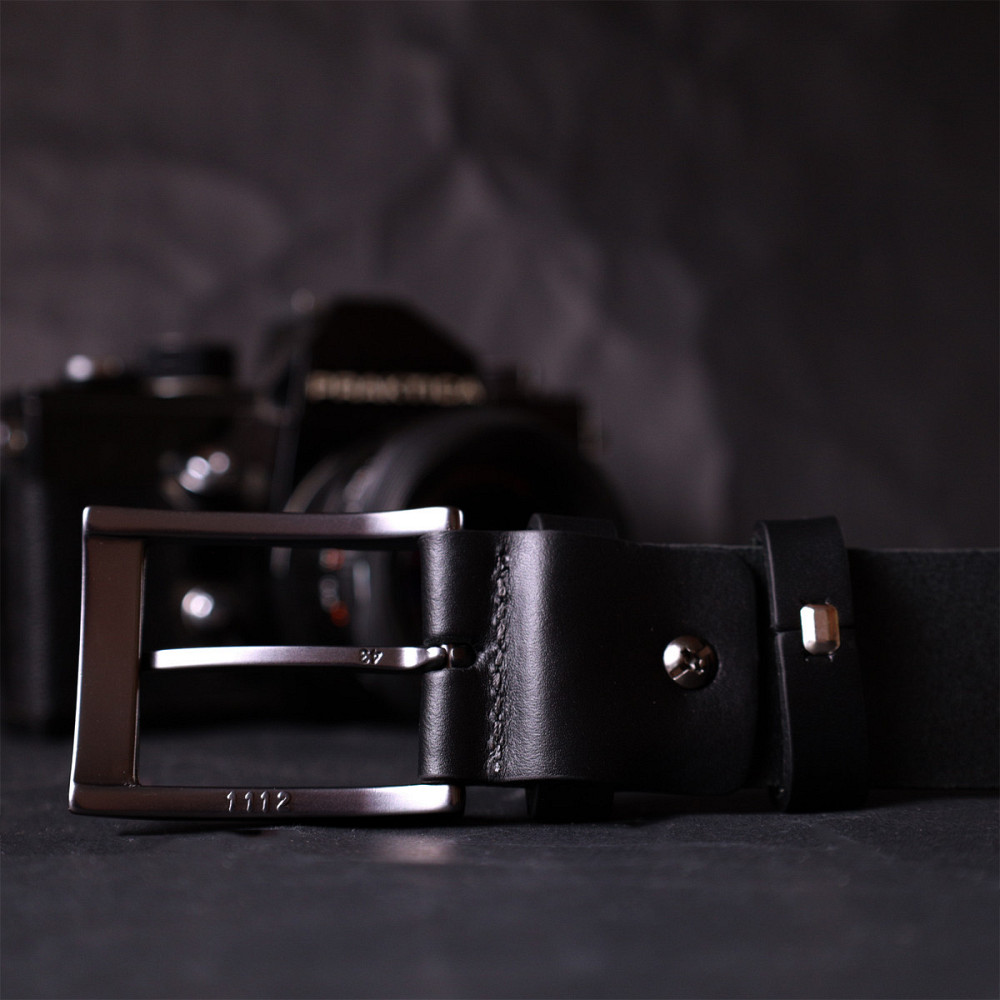 Стильный пояс под брюки для мужчин из натуральной кожи GRANDE PELLE 11690 Черный Киев - изображение 9