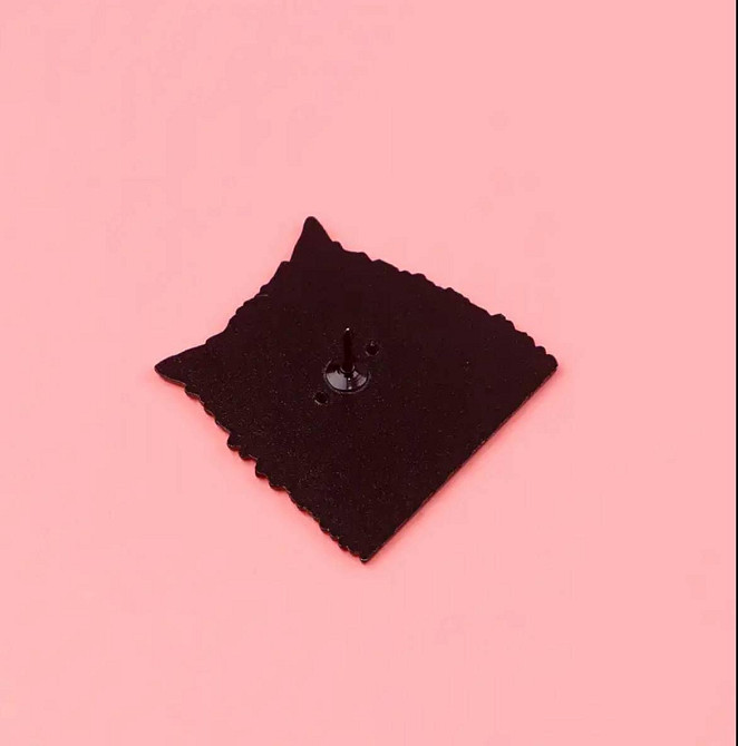 Эмалированный значок «Чёрный кот» – минималистичная брошь 3,1 см Киев - изображение 2