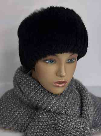 Хутряна пов'язка на голову жіноча з кролика Rex Чорний Харків