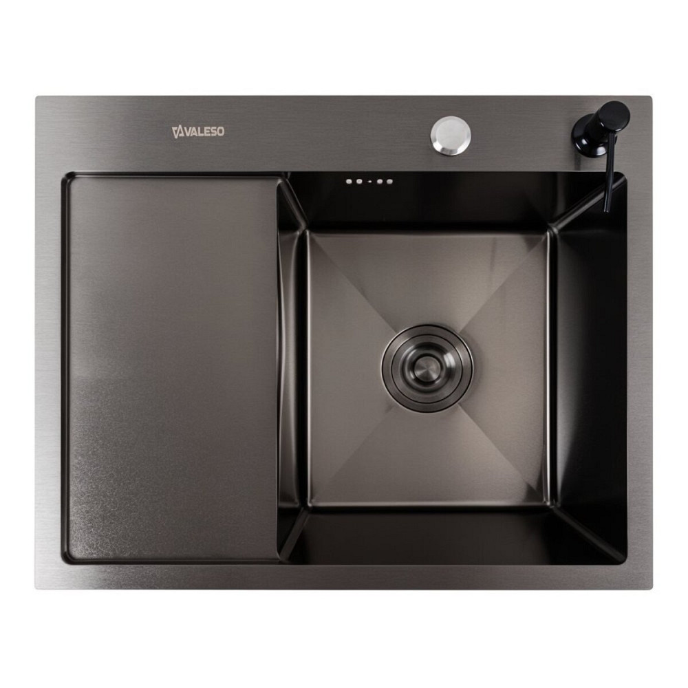 VALESO Кухонна мийка CM 58*48 R чорна PVD VALESO Handmade (круглий сифон 3,0/0,8) Коломия - фото 7