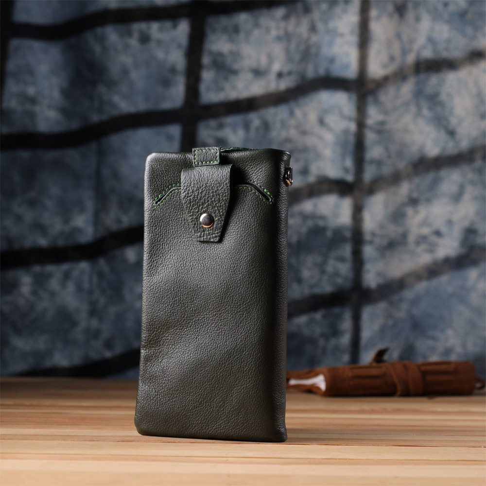 Стильный кошелек-клатч для женщин с отделением под телефон ST Leather 23103 Зеленый Киев - изображение 9