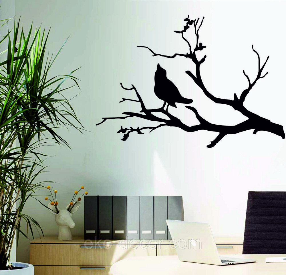 Декоративне настінне Панно «Пташка на гілці», Декор на стіну 90*63 см, Чорний Київ - фото 3