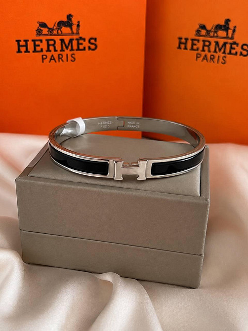 Браслет Hermes жёсткий | черная эмаль | напыление серебро 925  |  напыление серебро 925 Одесса - изображение 3