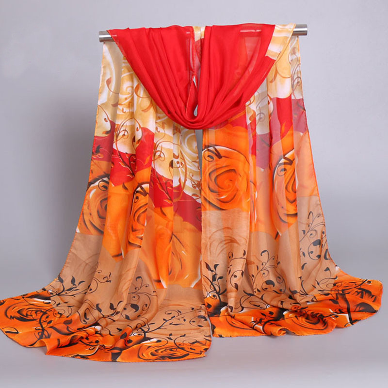 Шифоновый шарфик с цветочками 145 на 48 см разноцветный Киев - изображение 3