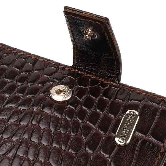 Вместительный мужской бумажник из натуральной фактурной кожи с тиснением под крокодила CANPELLINI 21788 Коричневый Киев