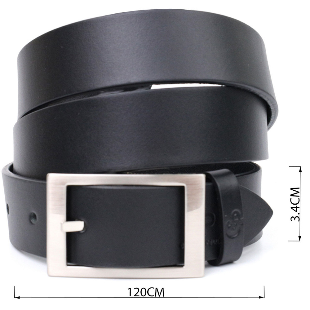 Шкіряний брючний ремінь для чоловіків з квадратною пряжкою GRANDE PELLE 11678 Чорний Київ - фото 8