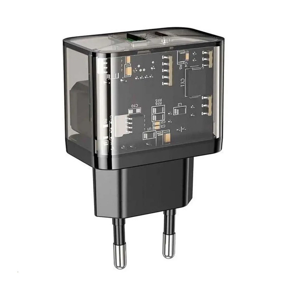 Зарядний пристрій HOCO N34 Dazzling 20W Dual-Port Чорний Київ - фото 4