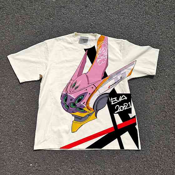 Футболка чоловіча з принтом аніме Євангеліон Уніт Марі Тйпе оверсайз (S/M/L) Черний Дніпро