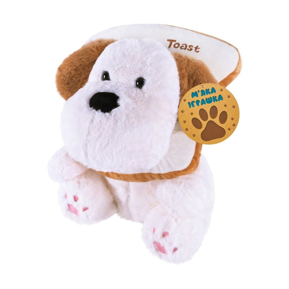 Дитяча м'яка іграшка "Песик" C46609 з тостом, розмір 24 см Вінниця - фото 1
