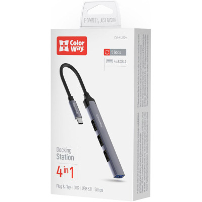 Концентратор ColorWay USB-C 4-в-1 USB2.0х3/USB3.0 (CW-HUB04) Вінниця - фото 5