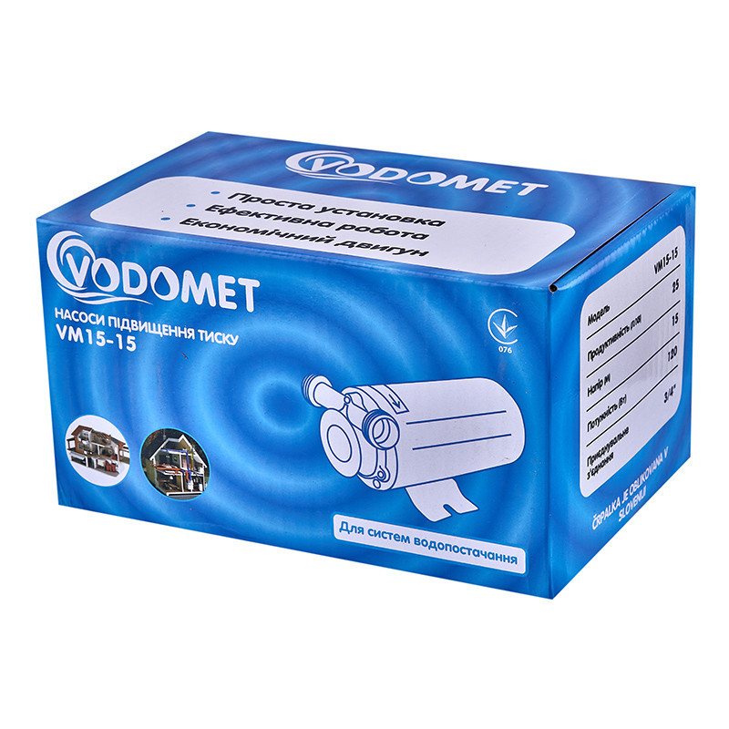 Насос підвищення тиску Vodomet VM15-15 Н=15М, Q=1,5кбМ, P=120Вт (корпус - нерж) (VO4206) Київ - фото 8