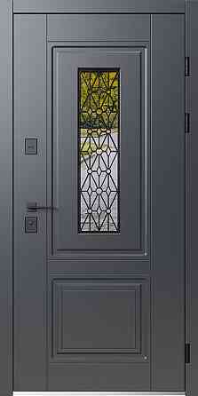 Двері вхідні SARMAK Люкс термо Геліос дерев'яна панель ArWood RAL 7016 / ПВХ біле дерево 860x2040 мм ліві Київ