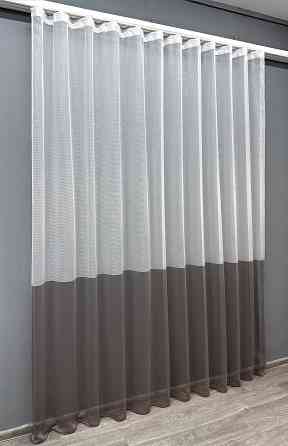 Тюль VR-Textil 1746т Сітка Льон Білий з венге 300х250 см (42-0756) Київ