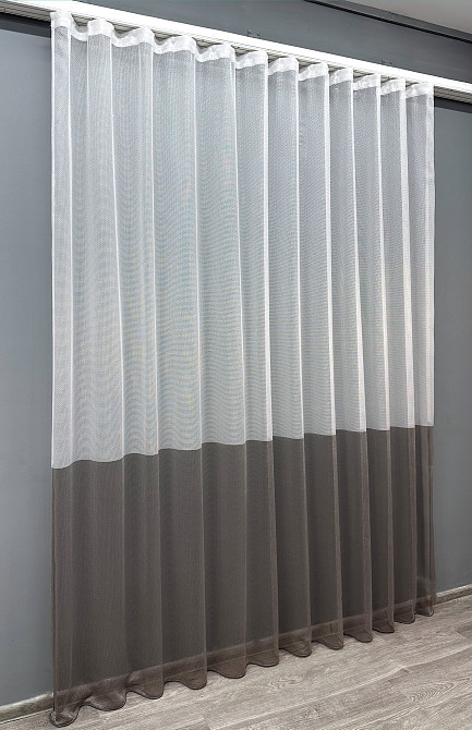 Тюль VR-Textil 1746т Сітка Льон Білий з венге 300х250 см (42-0756) Київ - фото 3