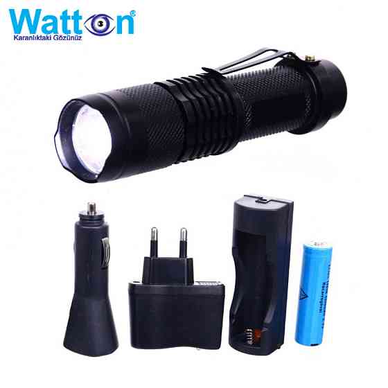 Світлодіодний акумуляторний ліхтар Watton WT-086 із зарядкою USB, від мережі 220V, 12V ліхтарик ручний алюмінієвий Кам'янець-Подільський