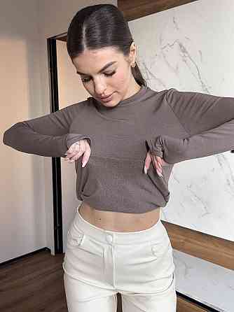 Женский утепленный базовый лонгслив турецкая вискоза с начесом Мокко, 42/44 Одесса