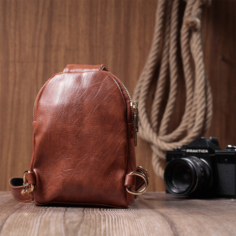 Компактная женская сумка через плечо на два отделения из экокожи Vintage 22783 Коричневый Киев - изображение 10