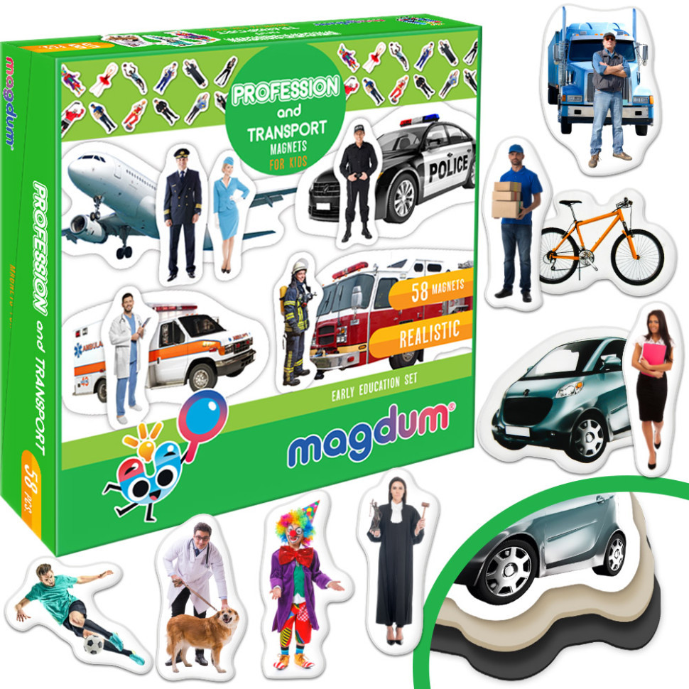 Дитячий набір магнітів Професії і транспорт ML4031-31 EN Вінниця - фото 2