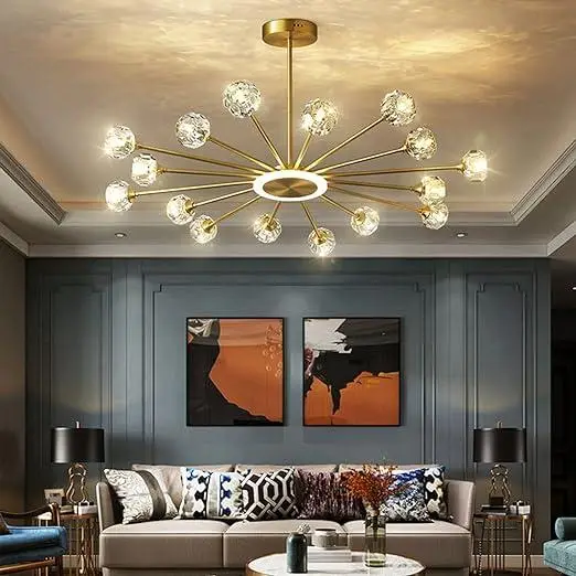 Светодиодная люстра Луч 8810-С (Золотистая) на 12+1 плафонов Киев