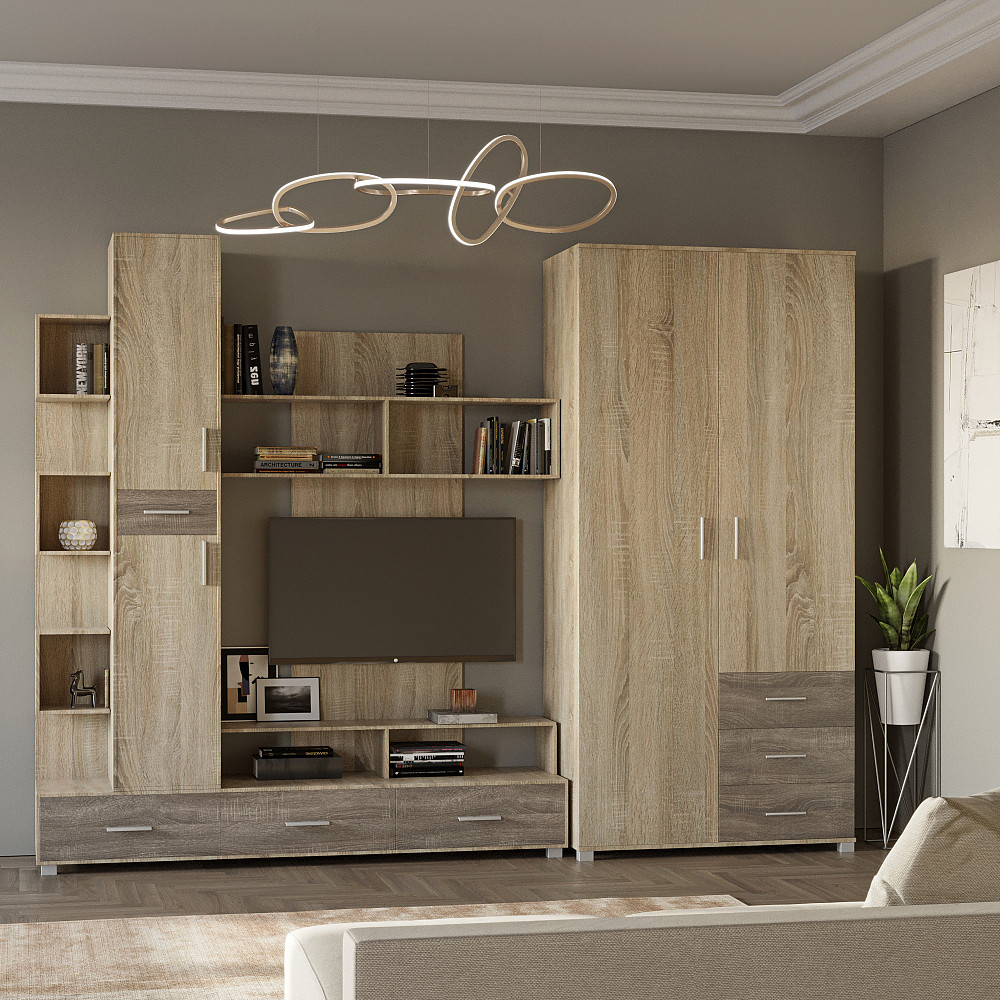 Стінка Еверест Бриз + Шафа ШП-4 сонома + трюфель (DTM-2245) Дніпро - фото 1