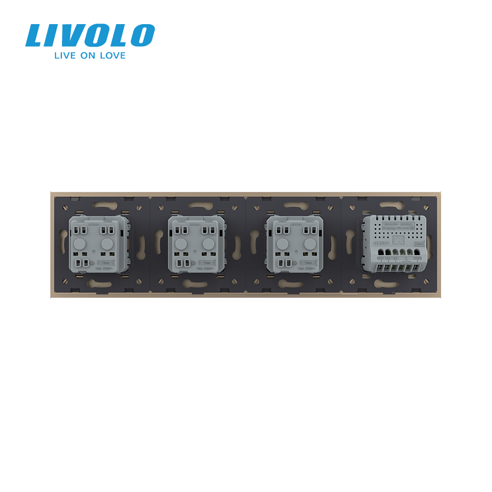Сенсорний вимикач 1 сенсор 3 розетки Livolo золото скло (VL-C701/C7C3EU-13) Коломыя - изображение 5