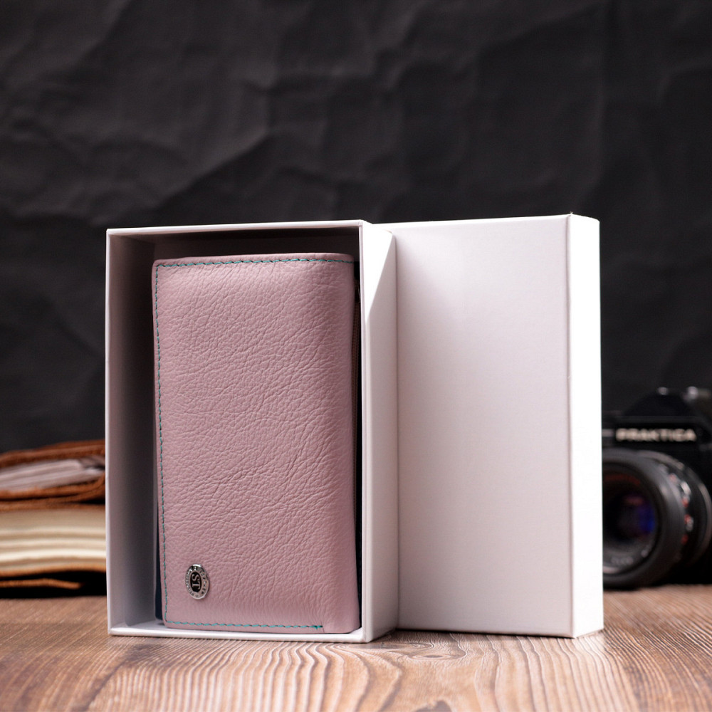 Практичный женский кошелек в три сложения из натуральной кожи Разноцветный (ST Leather) Киев - изображение 4