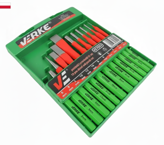 Набір пробійників зубил і виколоток VERKE ,Набори пробійників 12 ел,Набір зубил кернерів і пробійників Львів