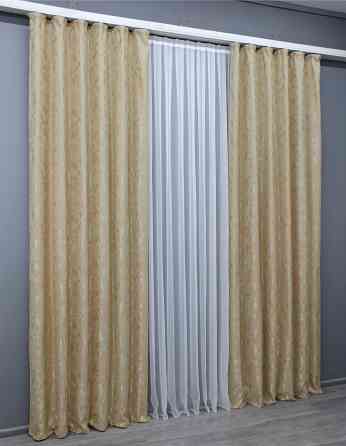 Комплект готових штор, льон мармур, колекція "Pavliani AL" колір теплий-бежевий 1570ш Київ