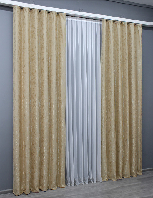 Комплект готових штор, льон мармур, колекція "Pavliani AL" колір теплий-бежевий 1570ш Київ - фото 4