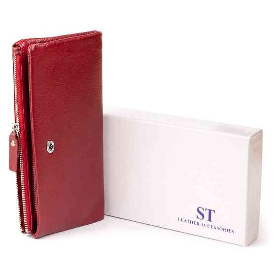 Кошелек-клатч из кожи с карманом для мобильного Бордовый (ST Leather) Киев