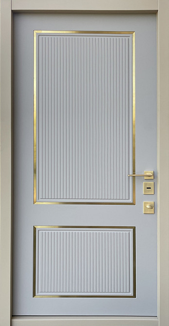 Входные металлические двери Страж Lux Valencia какао светлый ТМП декор золото 950х2040 мм Киев - изображение 2