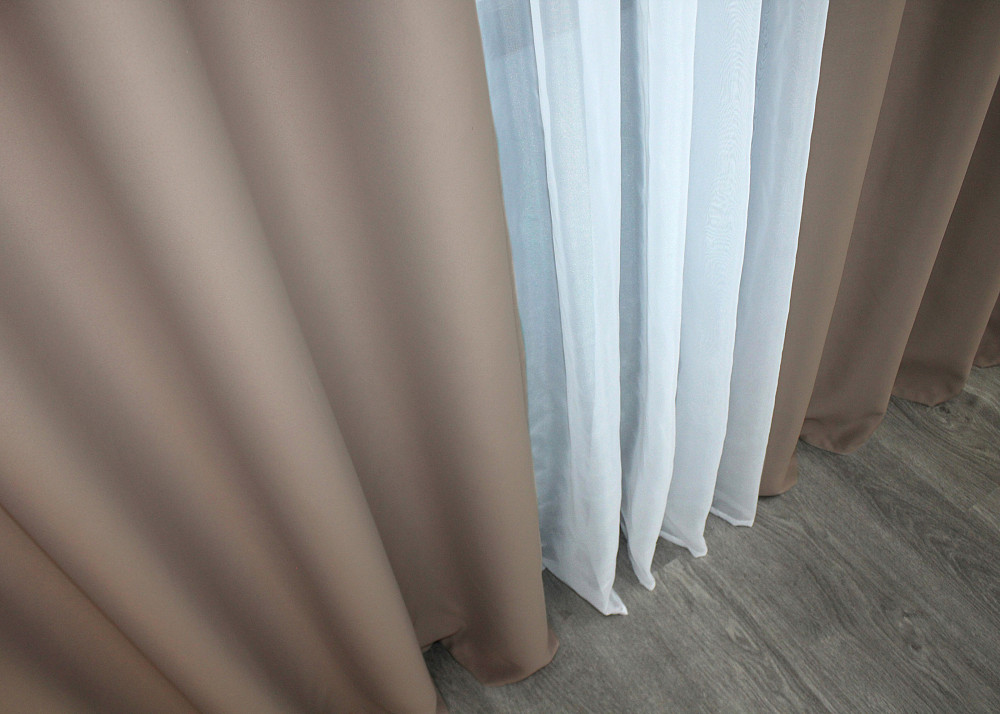 Комплект штор на люверсах VR-Textil Bagema Rvs № 1242ш 150х250 см 2 шт Какао (37-0111) Київ - фото 8