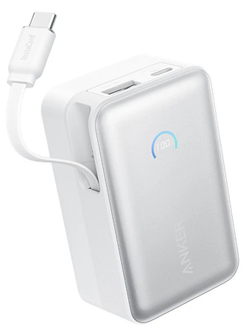Портативний зарядний пристрій Anker Nano - 10000 mAh 45W Built-In USB-C Cable White (7198078) Київ - фото 5