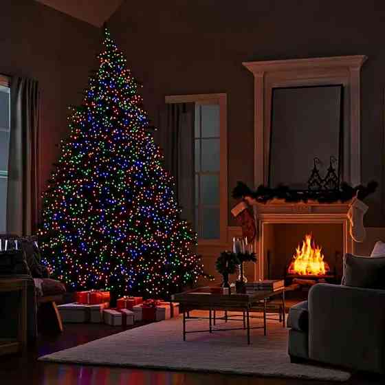 Новорічна гірлянда вулична 100 м 1000 LED з сонячною батареєю чорний провід Мультиколір SB1000L100MBML Київ