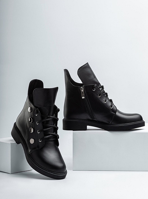 Жіночі черевики Milanti чорні натуральна шкіра висота 16см розмір 38 (4198) Коломыя - изображение 1